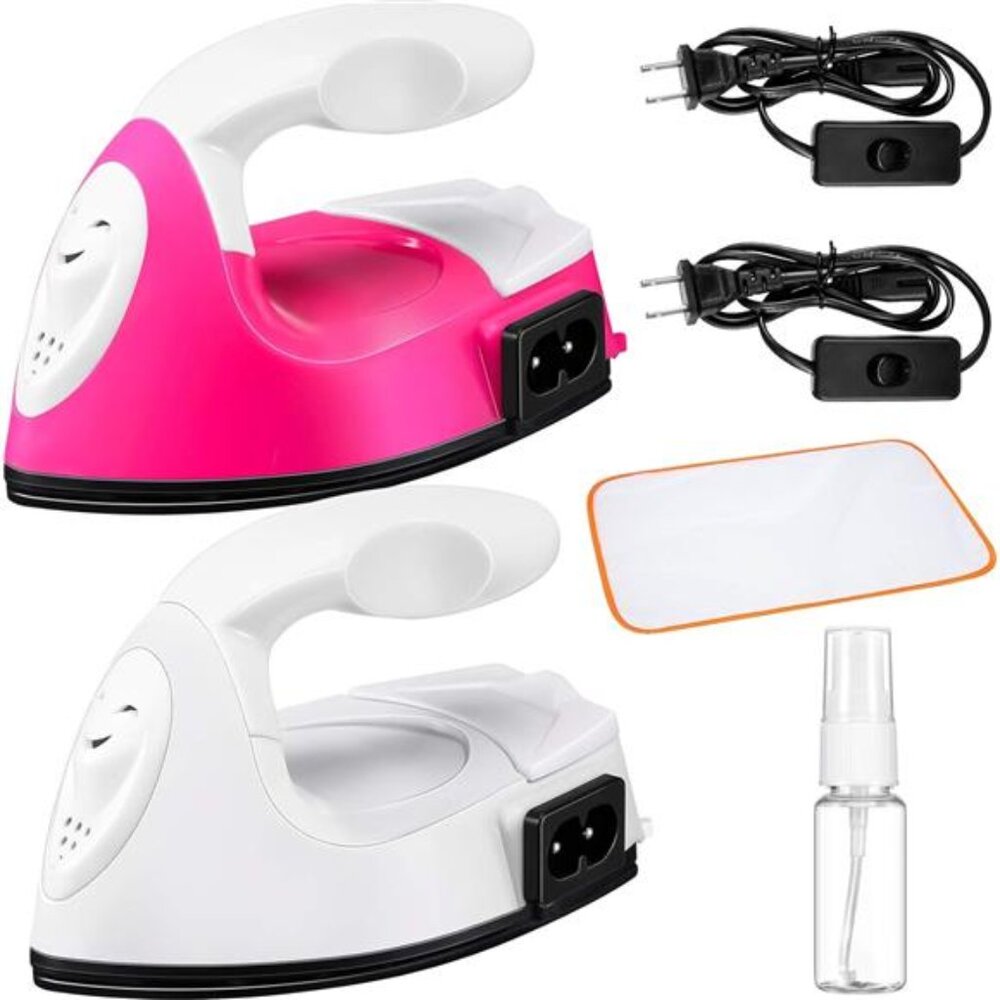 2 Pieces Mini Craft Iron Mini Heat Press Iron with Charging Base